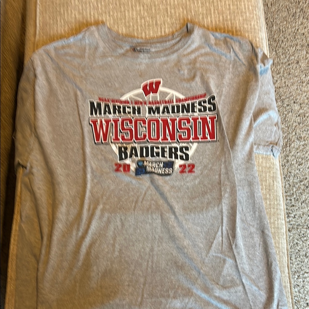 Gray Wisconsin Badgers March Madness T-Shirt 2022